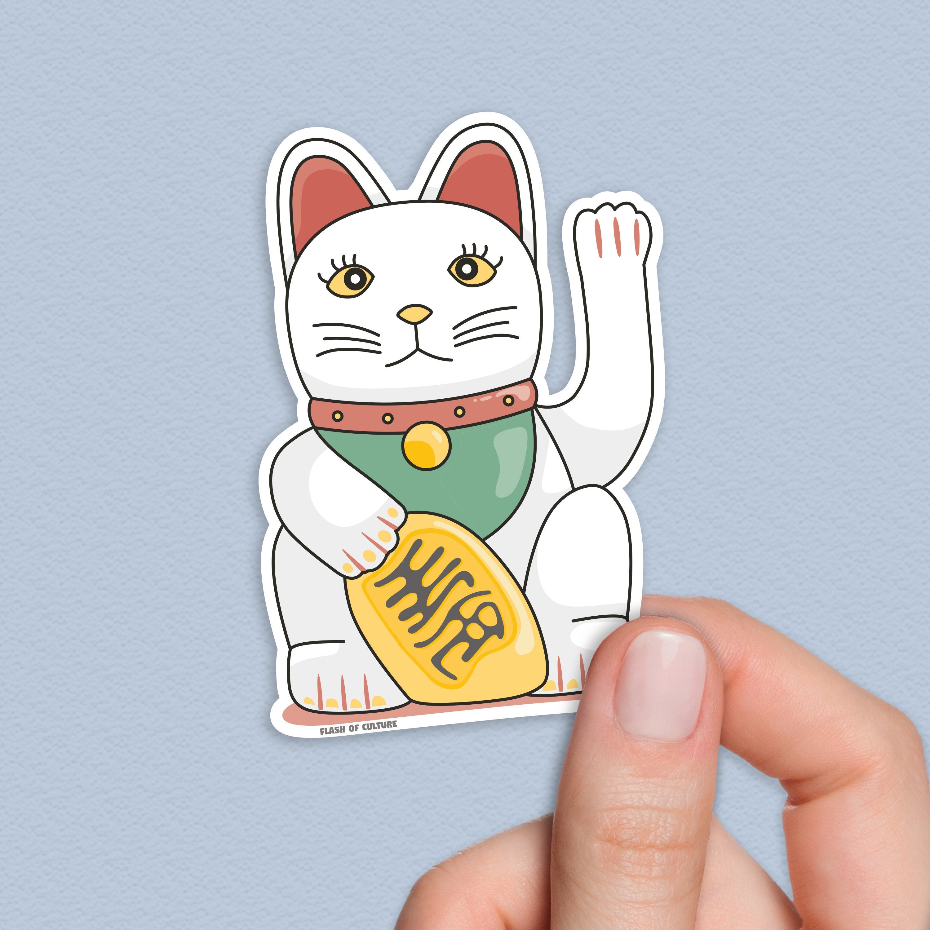 Manekineko sticker Maneki neko stickers Japanese stickers Etsy