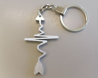 Crushed arrow, stylized dart, bolt, arrow, aluminum archery keychain