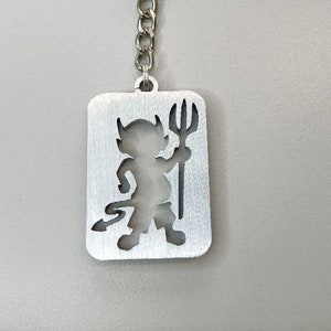 Diabeł, mały diabeł, demon, lucyfer, trójząb, widły, aluminiowy brelok
