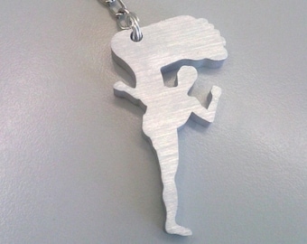 Kick in the face, kick boxing, martial arts keychain in aluminum