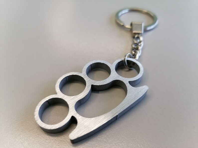 Brass knuckles key ring in polished aluminum Etsy