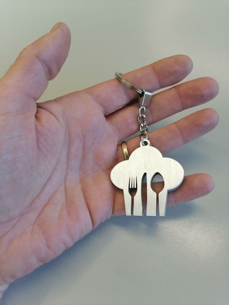 Chef hat kitchen restaurant catering aluminum keychain | Etsy