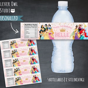Prinzessinnen Flaschenetiketten, Prinzessinnen Flaschenetiketten, Prinzessin Geburtstagsparty, Prinzessinnenetiketten, Prinzessinnenparty, personalisiert, Frozen, Digital