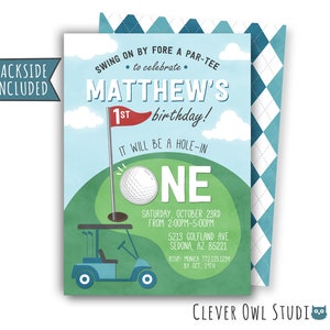 Golf Birthday Invitation, Golf Invites, Golf Party, Golf Invitation, Hole in One Invitation, First Birthday, Invites, Digital, Printable