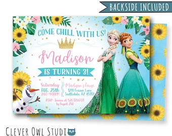 Frozen Fever Invitations, Frozen Invitation, Frozen Summer Invitation, Frozen Party, Elsa and Anna Invites, Olaf, DIY Digital Printables