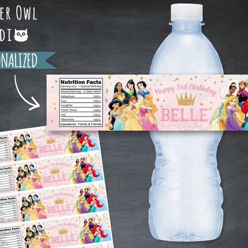 Princess Bottle Labels, Princesses Bottle Labels, Princess Birthday Party, Princess Labels, Princess Party, Personalized, Frozen, Digital