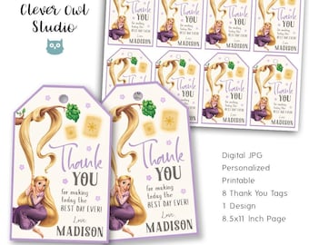 Gepersonaliseerde bedankkaartjes voor prinsessen, verwarde feestbedankjes (digitaal)