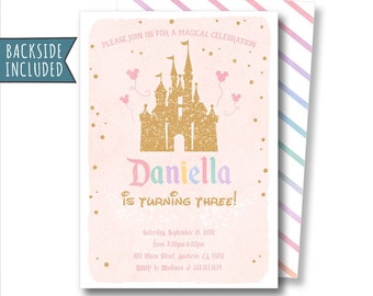 Magical Birthday Party Invitation, Disneyland Girl Invitation, Pastel Colors, WDW, Classic, DIY, Digital Download, Castle Invites, Party