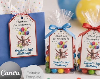 Curious George Thank You Tags, Instant Download, Editable Template (Digital File)