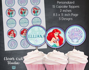 Little Mermaid Cupcake Toppers (Digital)