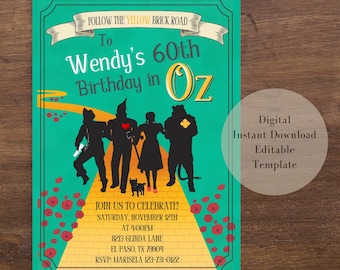 Wizard of Oz Birthday Invitation, Personalized Printable (Digital)