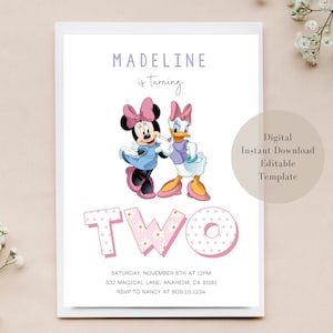Minnie Mouse & Daisy Duck Birthday Invitation, Editable Template (Digital Download)