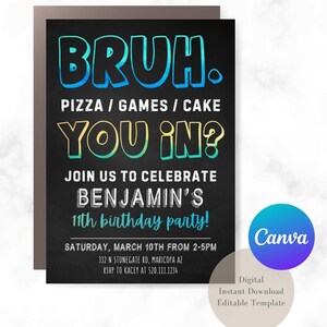 Invitación de cumpleaños para gamer, fiesta de videojuegos, plantilla editable (descarga digital)