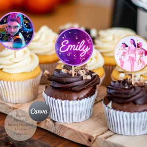 Kpop Hunter Girls Cupcake Toppers, Huntrix Birthday Party (Digital)