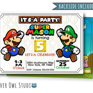Super Mario Invitation, Mario Birthday Invitation, Super Mario Party, Super Mario Birthday Party, Personalized, Mario and Luigi, Printables