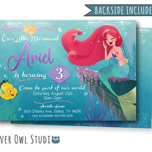 Little Mermaid Invitation, Mermaid Birthday Invitation, Princess Ariel Invitation, Mermaid Party, Birthday, Personalized, Printable, Digital