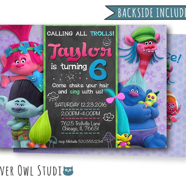 Trolls Birthday Invitation Cards – Trolls Poppy Theme For Girls, Made In USA 1 thumbnail image