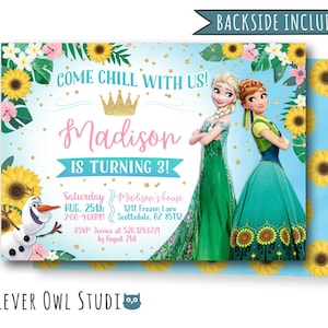 Frozen Fever Invitations, Frozen Invitation, Frozen Summer Invitation, Frozen Party, Elsa and Anna Invites, Olaf, DIY Digital Printables