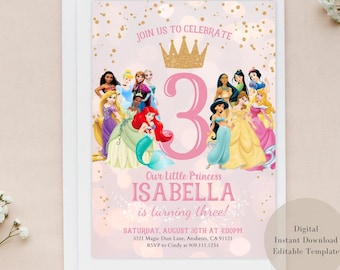 Personalized Princess Birthday Invitation, Royal Celebration (Digital)