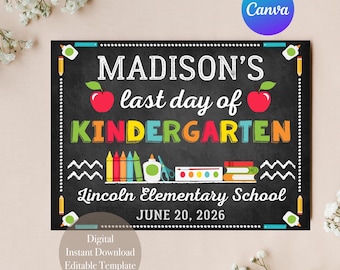 Last day of School Sign, Classroom Decor, Kids Poster (Editable Template)