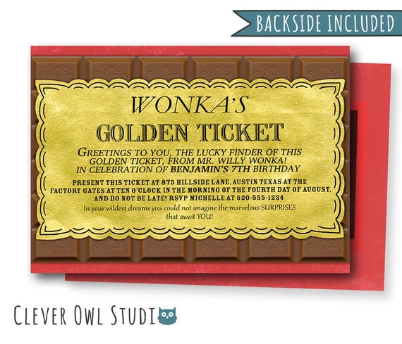 Willy Wonka Invitation Willy Wonka Birthday Invitation Candy Etsy