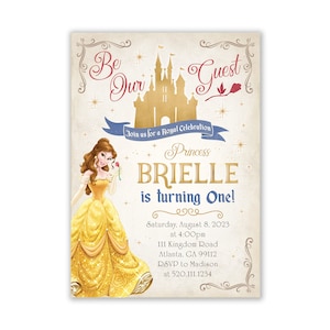 Beauty and The Beast Invitation, Princess Belle Birthday Invitations, Princess Party, Royal Celebration, Printables, Personalized, ANY AGE