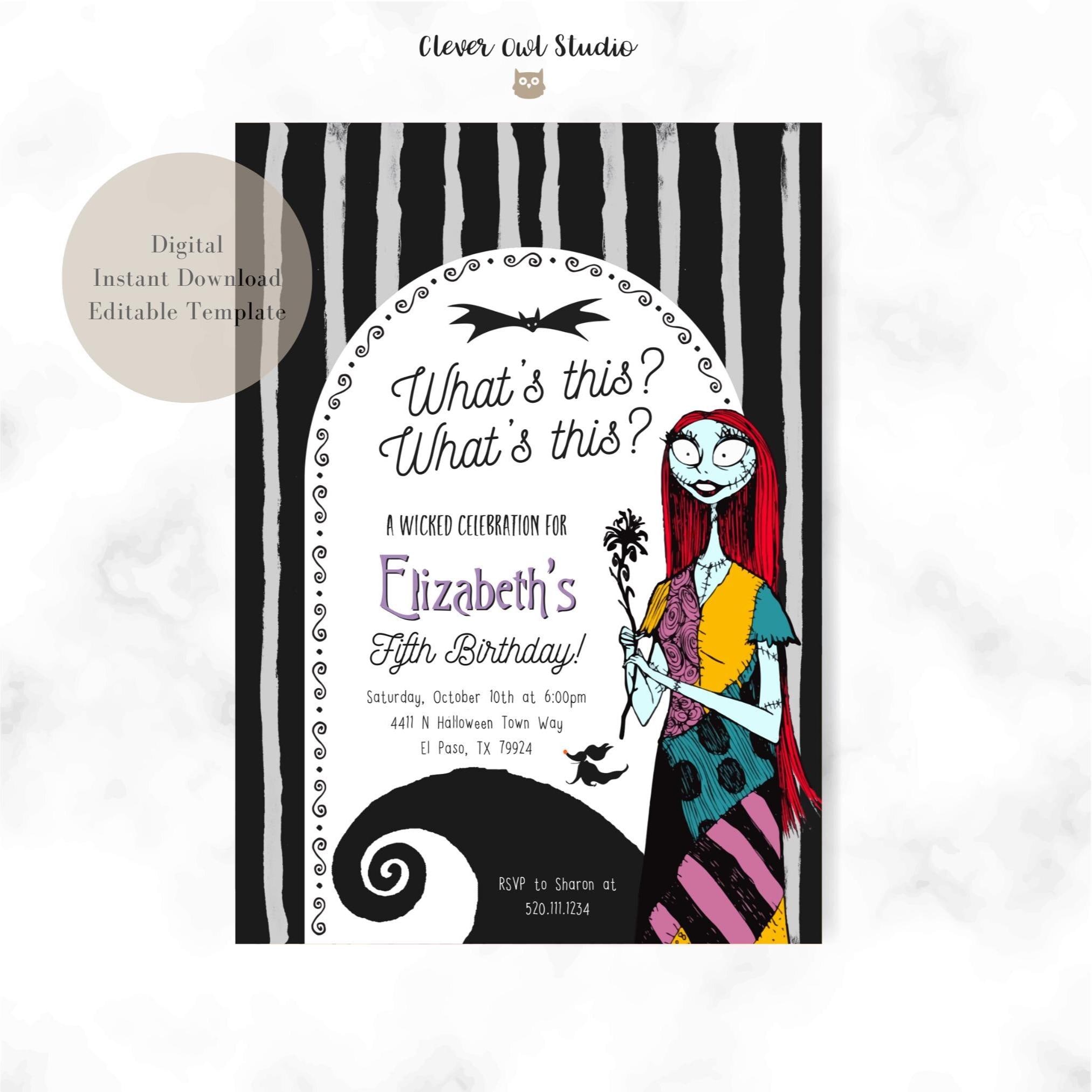 The Nightmare Before Christmas Invitation, Jack Skellington Party, Sally  Invitation, Halloween Birthday Invitation, Editable Template - Etsy, image size:2025x2025