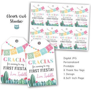 Fiesta Thank You Tags, Fiesta Mexican Tags, Fiesta birthday Tags, Fiesta birthday Party, Fiesta Favors, Printable, Personalized, Digital