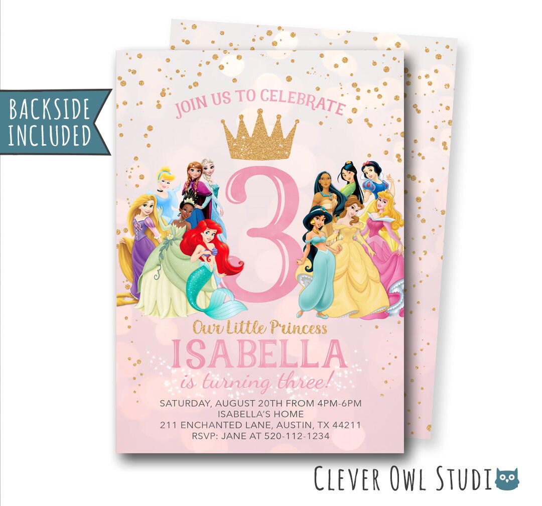 Princess Birthday Invitations Princess Invitation Princess Etsy