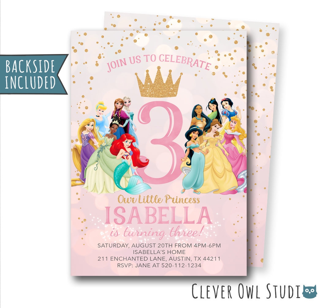Princess Birthday Invitations Princess Invitation Princess Etsy UK