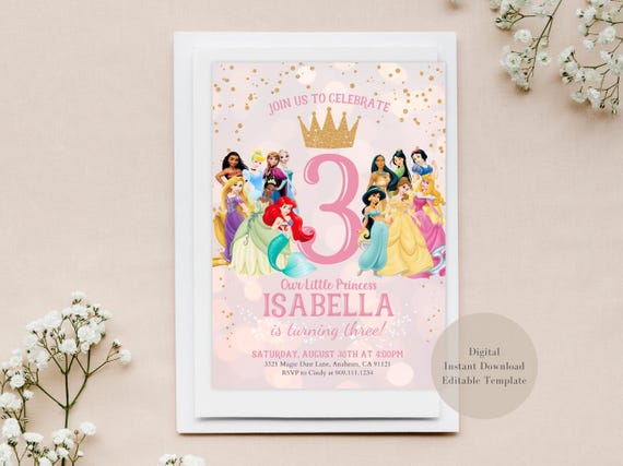 Lot De 20 Invitations Princesse + Enveloppes & Autocollants - Fête D'Anniversaire Fille, Thème Château Rose | Cartes 17x12 Cm