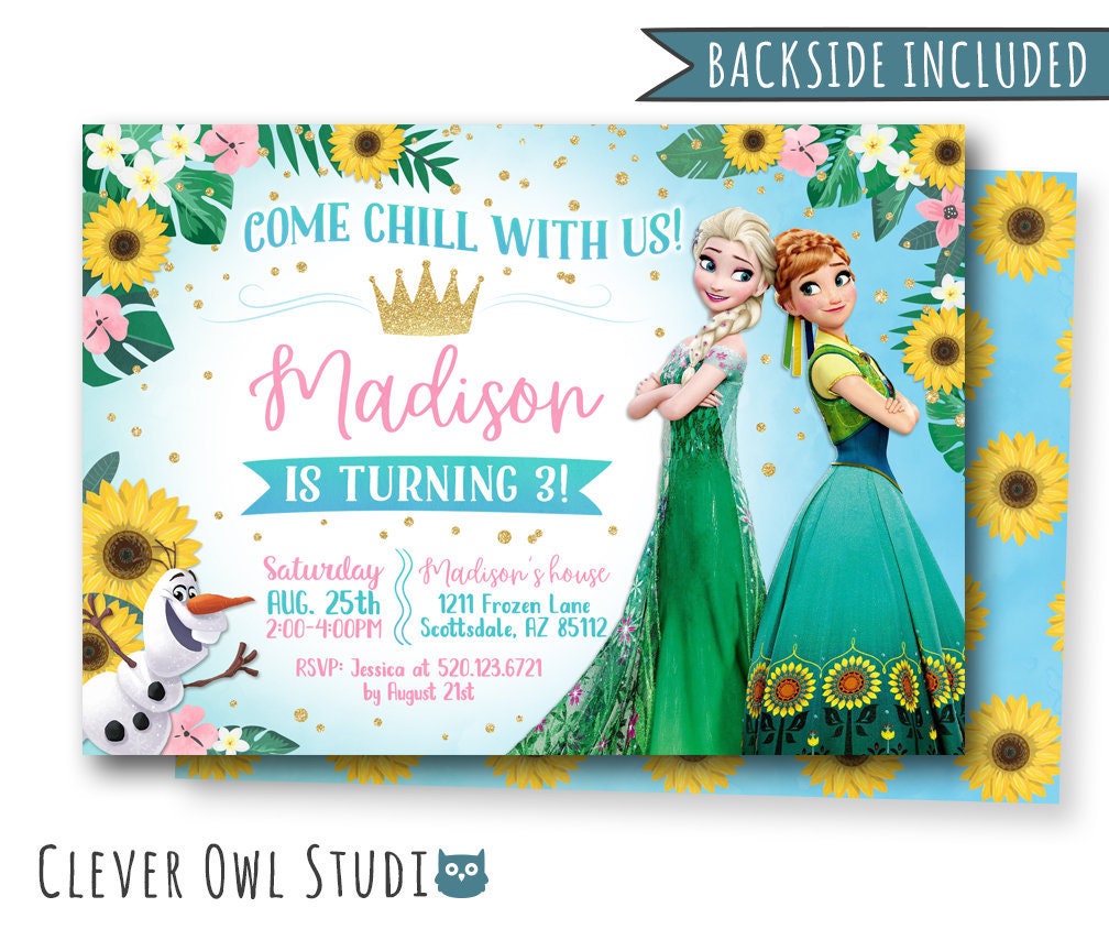 Frozen Fever Invitations, Frozen Invitation, Frozen Summer Invitation…