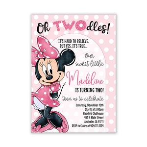 Minnie Mouse Invitation, Minnie Mouse 2nd Birthday Invitation Printable, Oh TWOdles! Minnie Mouse birthday invitation, Twoodles, Digital