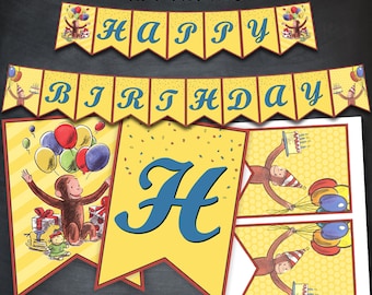 Curious George Birthday Banner, Classic Party Decor (Digital Download)