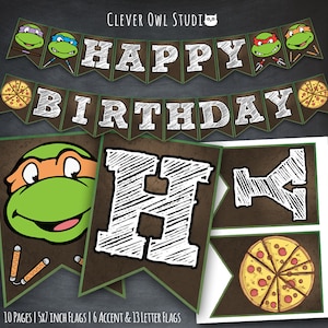 TMNT Banner, TMNT Birthday Banner, TMNT Party, tmnt Printable, Teenage Mutant Ninja Turtles Banner, Ninja Turtles, Digital, Instant Download