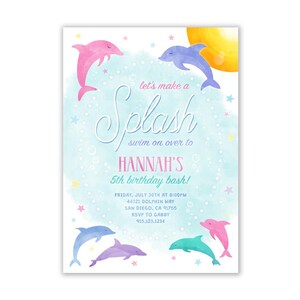 Dolphins Invitation, Dolphin Theme Party, Dolphin Birthday Invitation, Pink Dolphin Party Invitation, Pretty Dolphin, Digital Invites, Evite