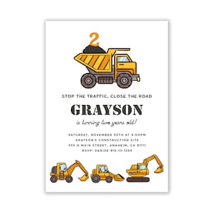 Construction Birthday Invitation, Construction Birthday Party, Construction Vehicles Invite, Construction Party, Digital, Invite, ANY AGE