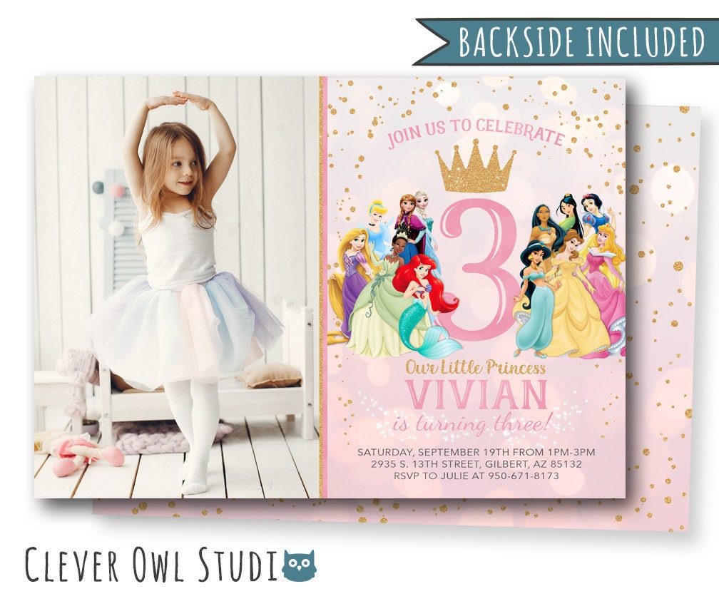 Princess Picture Invitations Princess Invitation Princess - Etsy UK