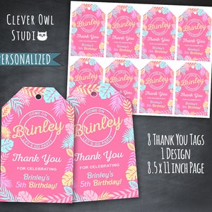 Malibu Doll Thank You Tags, Pink Doll Tags, Doll Party, Doll Movie Tags, Summer Tags, Barb Thank You Tags, Printables, Personalized, Digital