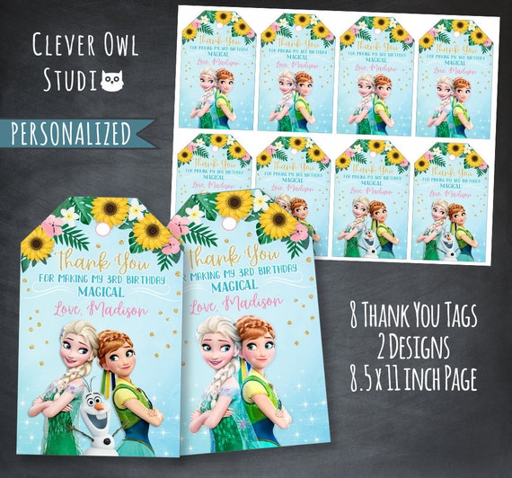 Frozen Fever Thank You Tags Frozen Fever Tags Frozen Fever Etsy Australia