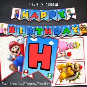 Super Mario Banner, Super Mario Birthday Banner, Super Mario Party, Super Mario Printables, Super Mario Banner, Digital, Instant Download