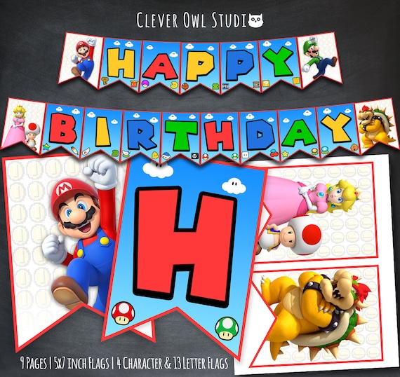 super mario birthday banner