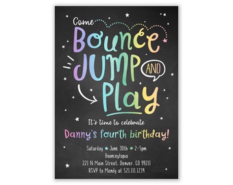 Jump Birthday Invitation, Jump Bounce Play Invitation, Jump Party Invitation, Bounce House Party, Trampoline, Printables, Personalized