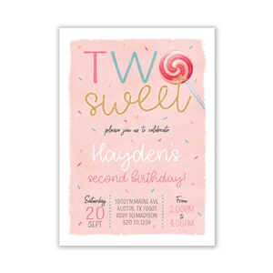Due dolci inviti, Due dolci inviti, Due dolci compleanni, Due dolci feste, Invito lecca-lecca, Download digitale, Invito Candyland