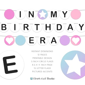 Banner de In My Birthday Era, Banner de cumpleaños de Eras, Tema de cumpleaños de Eras, Imprimibles, HBD, Banderines, Letrero de pulsera de la amistad, Descarga instantánea