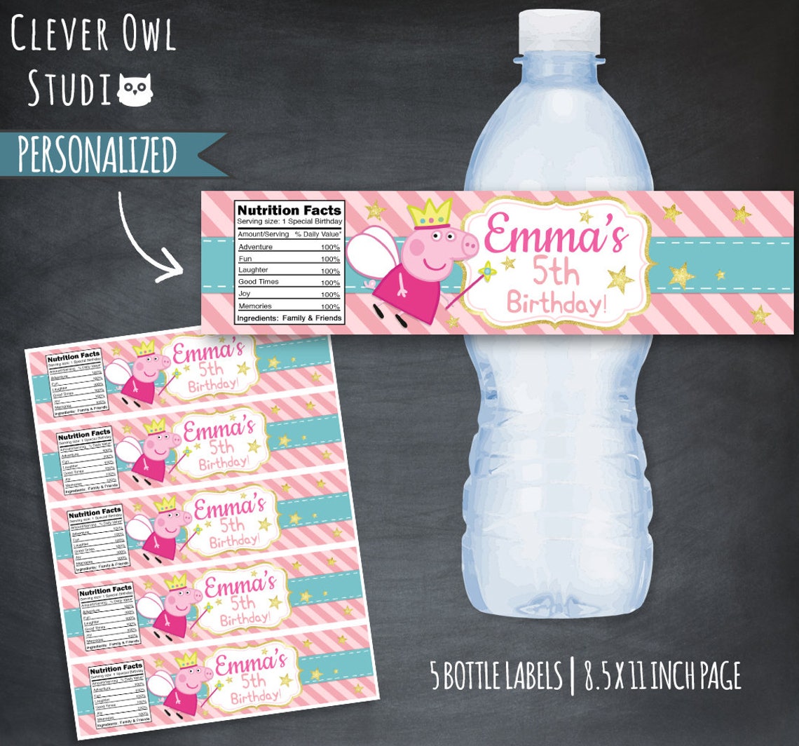 Peppa Pig Bottle Labels Fairy Peppa Pig Bottle Labels Peppa - Etsy