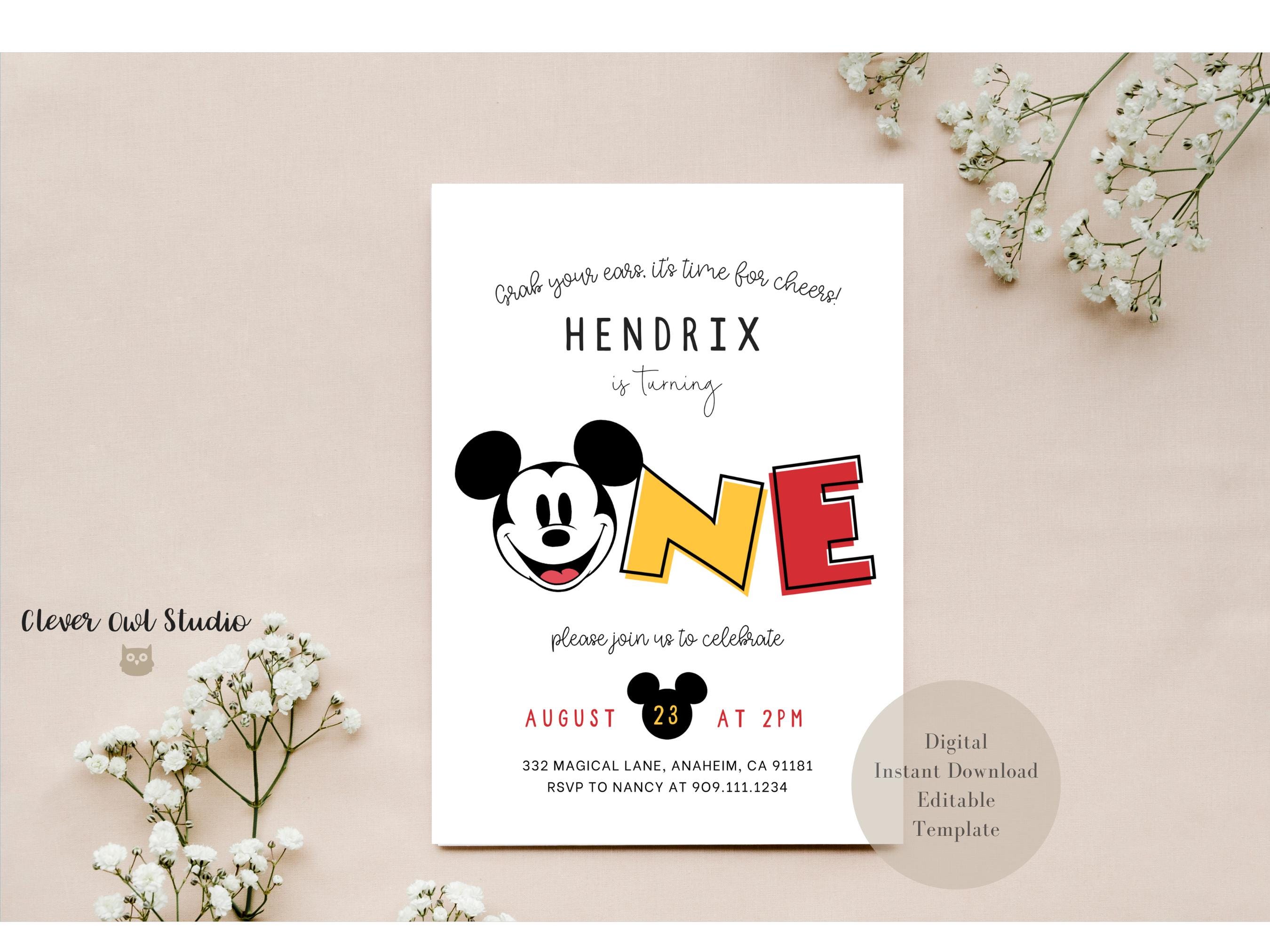 Personalized Mickey Mouse 1st Birthday Invitation (digital) - Etsy