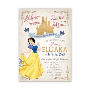 Snow White Invitation, Princess Snow White Invitation, Snow White Party, Snow White 1st Birthday, Classic, Digital, Evites, Vintage, Invites