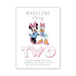 Convite Minnie Mouse Daisy Duck, Festa Minnie Daisy, Primeiro Aniversário da Minnie, Laço da Minnie, Minnie e Daisy Clássicas, Digital, QUALQUER IDADE