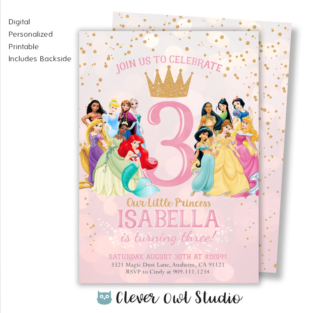Invitaciones de cumpleaños con princesas para imprimir
